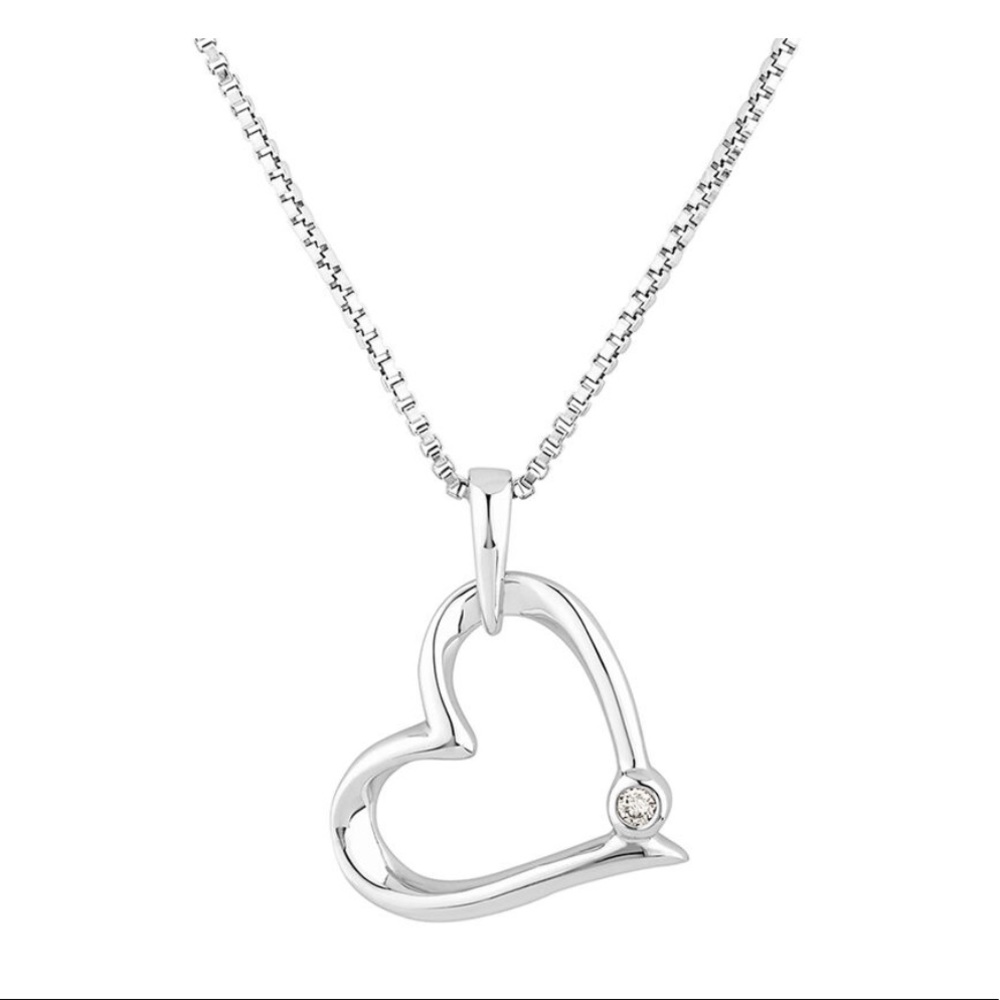 Heart Pendant with a Diamond in Sterling Silver